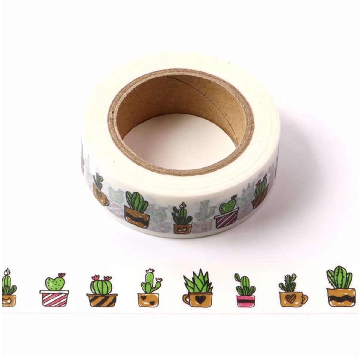 Cute Cactus Washi Tape – Botanical Decorative Crafting Tape