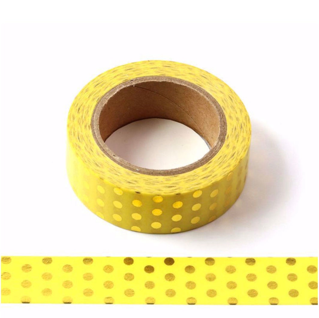 Gold Foil Polka Dot Washi Tape – Chic Decorative Craft Tape