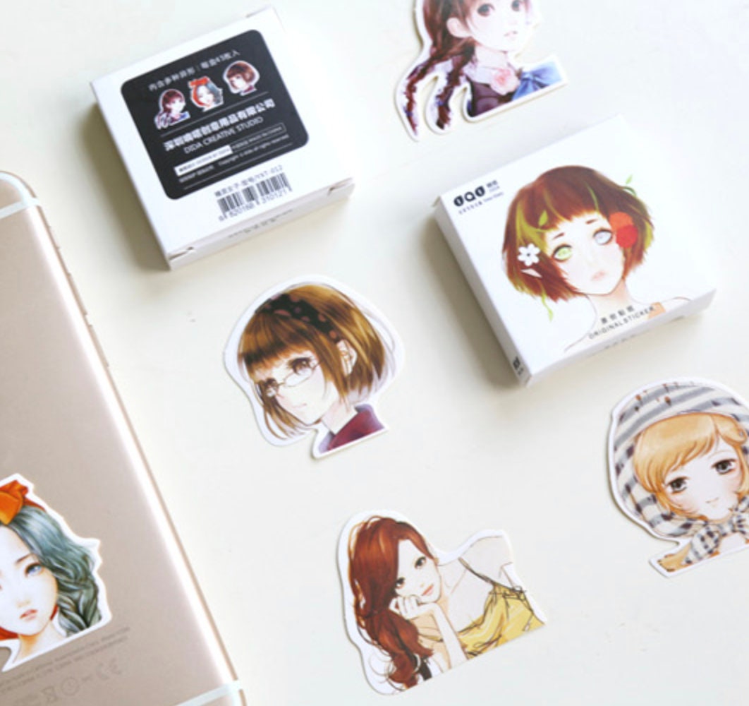 45 Set Of Girl Head Sticker Set