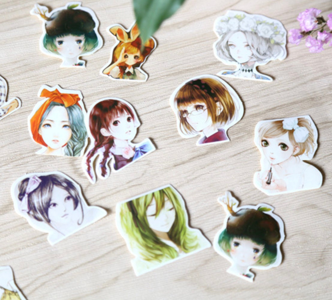 45 Set Of Girl Head Sticker Set