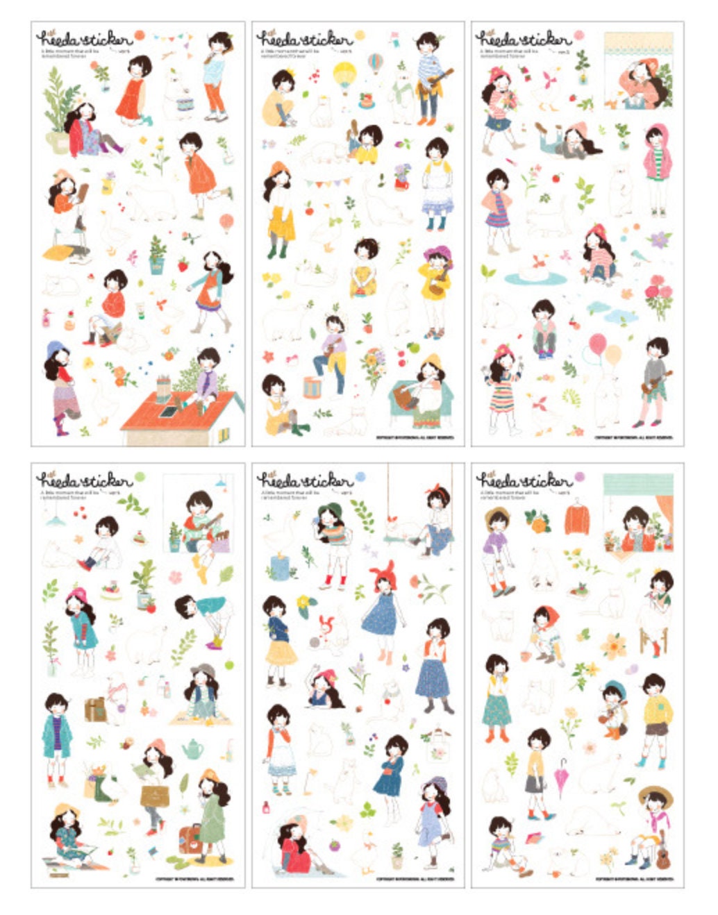 6 Sheet Sticker Set With Girl Garden And Cute Animals