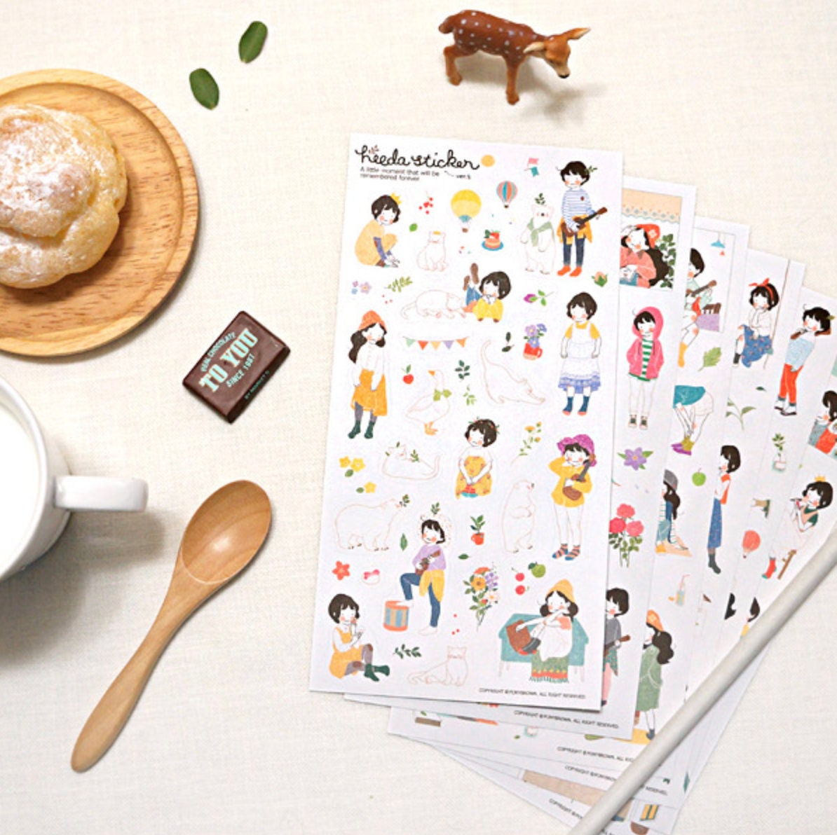 6 Sheet Sticker Set With Girl Garden And Cute Animals