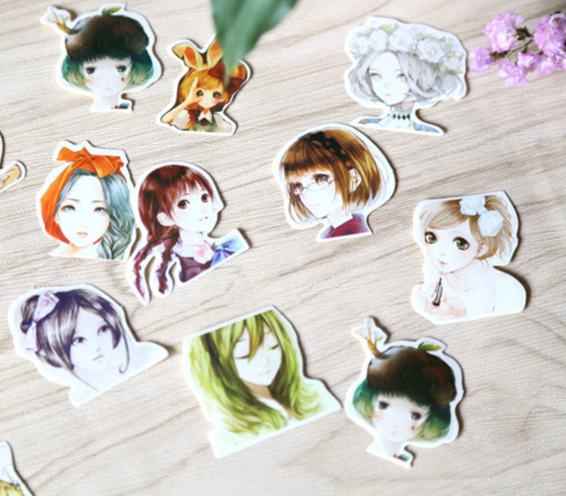 45 Set Of Girl Head Sticker Set