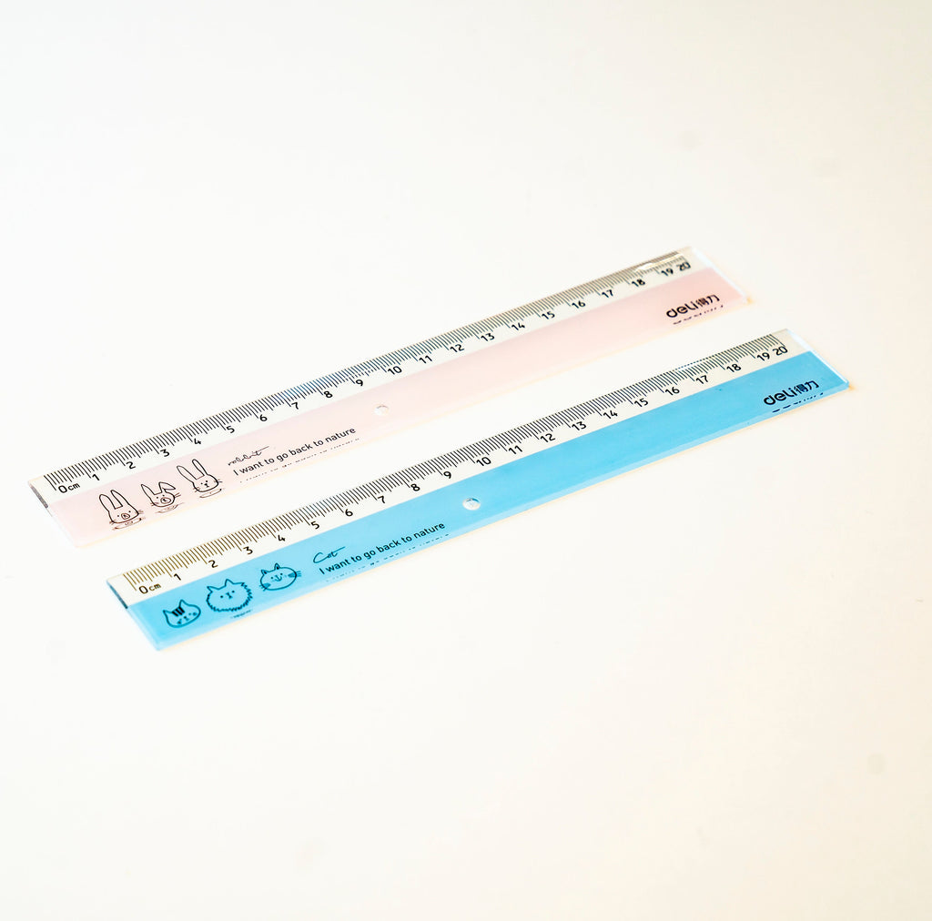 Cute Pink & Blue Ruler – Adorable Bunny & Cat Designs