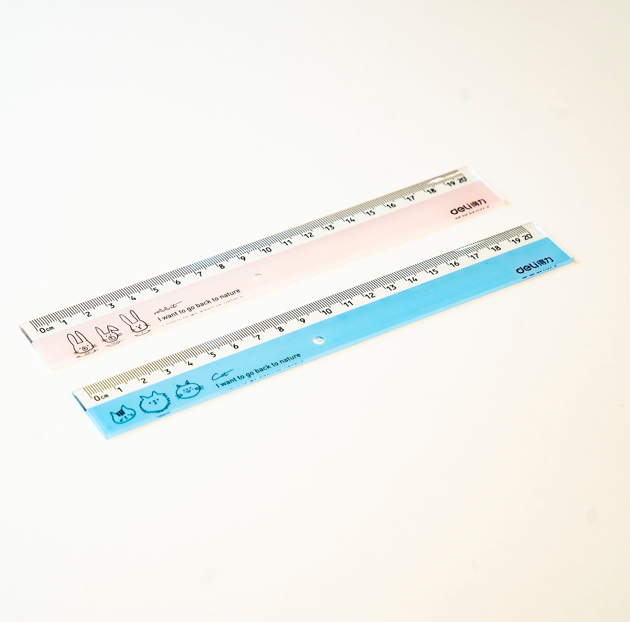 Cute Pink & Blue Ruler – Adorable Bunny & Cat Designs
