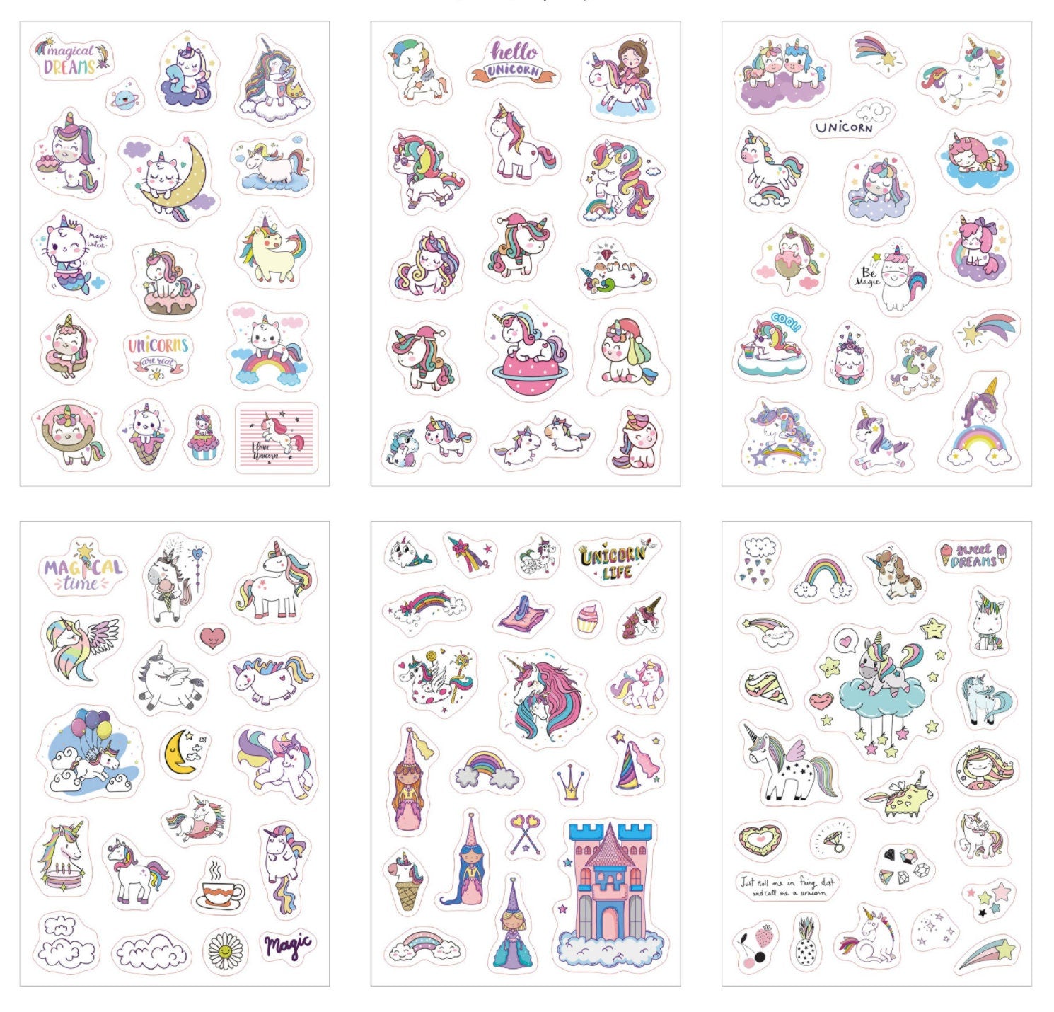 Bubbly Pink & Blue Unicorn Stickers – Adorable Stickers T096