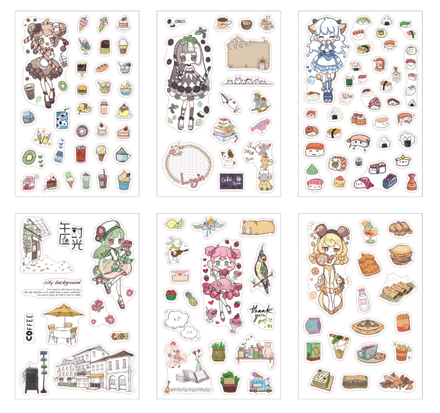 Girl with food stickers T084
