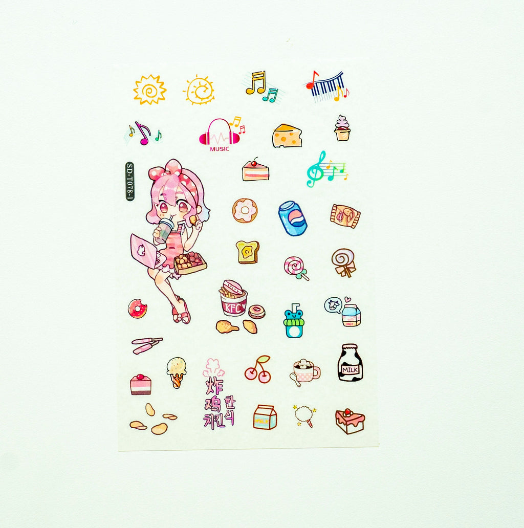 Girl With Cat sticker set with 6 SD-T078