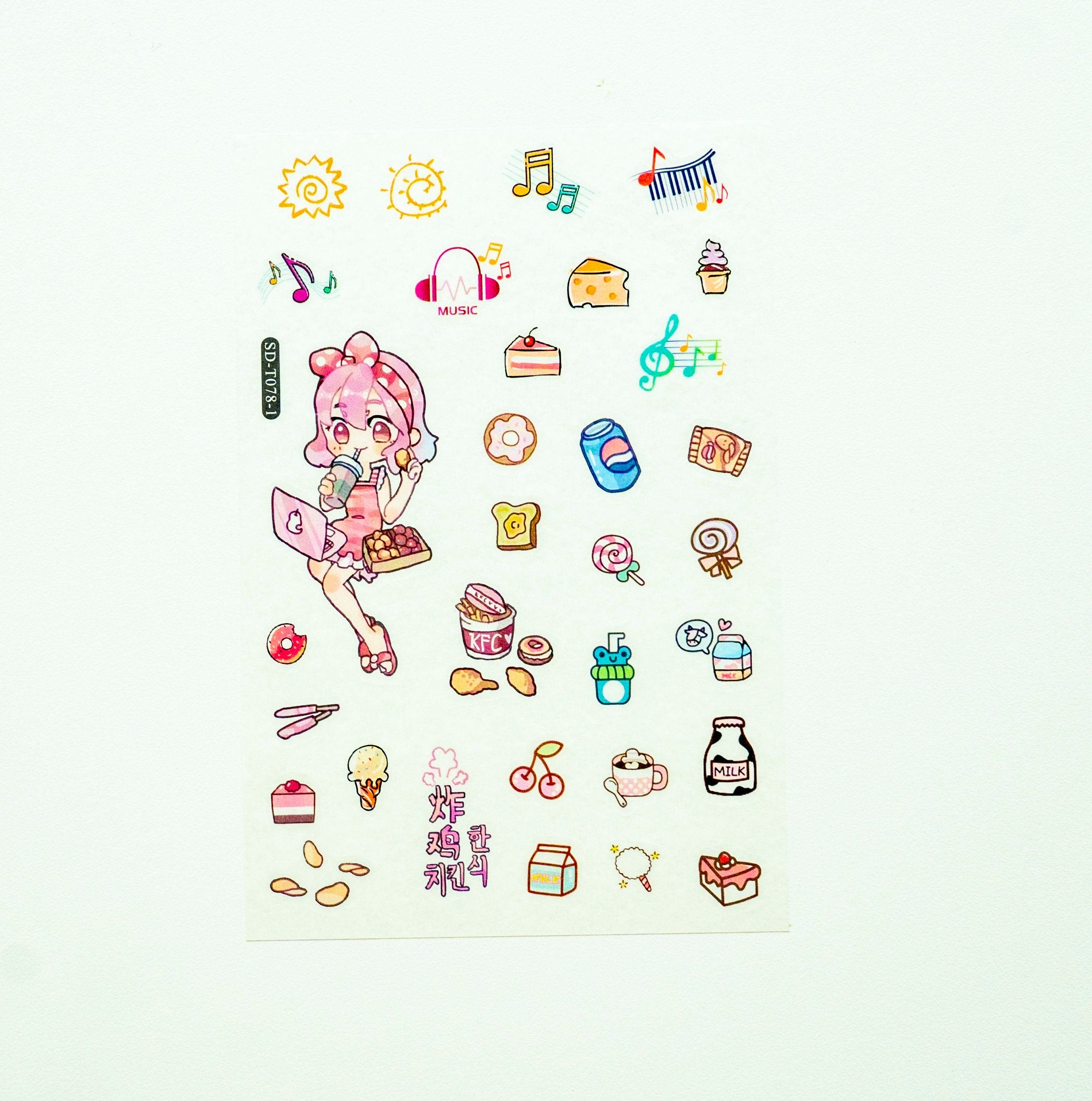 Girl With Cat sticker set with 6 SD-T078