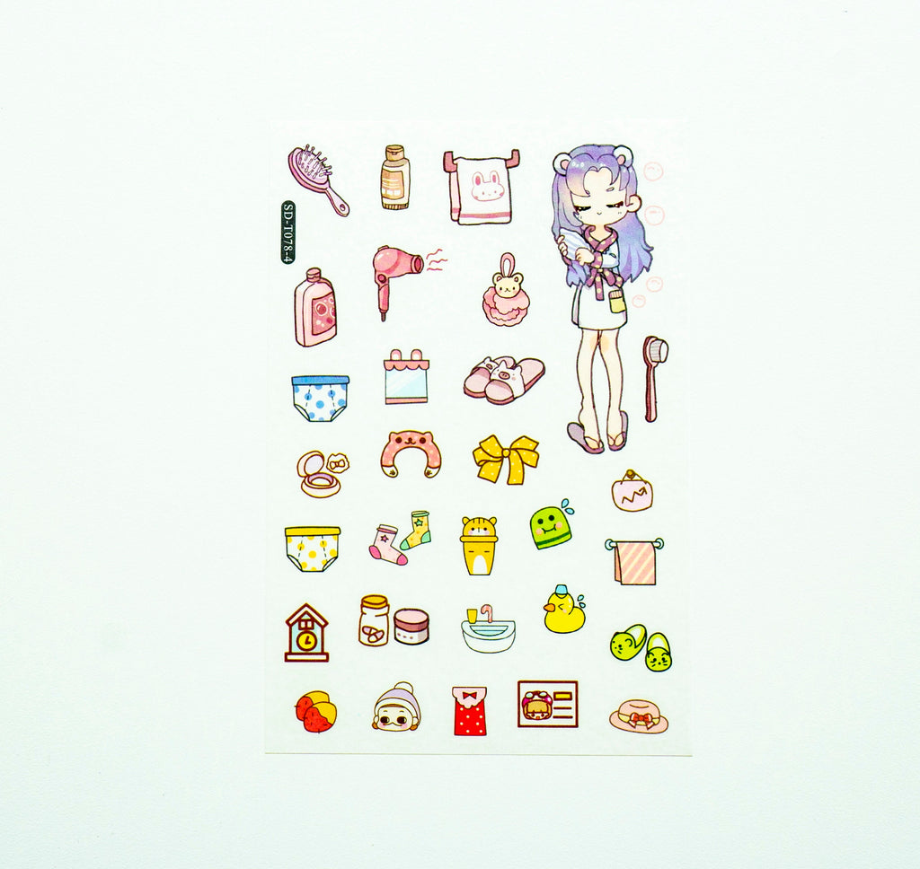 Girl With Cat sticker set with 6 SD-T078