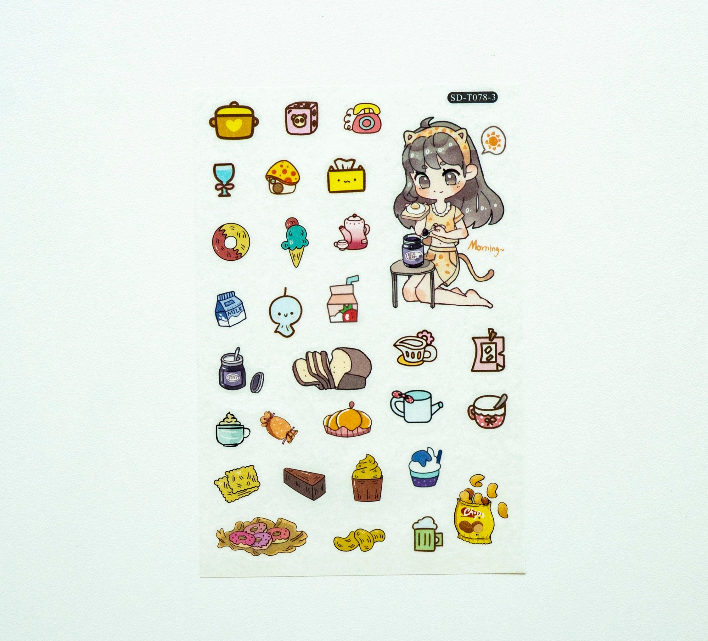 Girl With Cat sticker set with 6 SD-T078