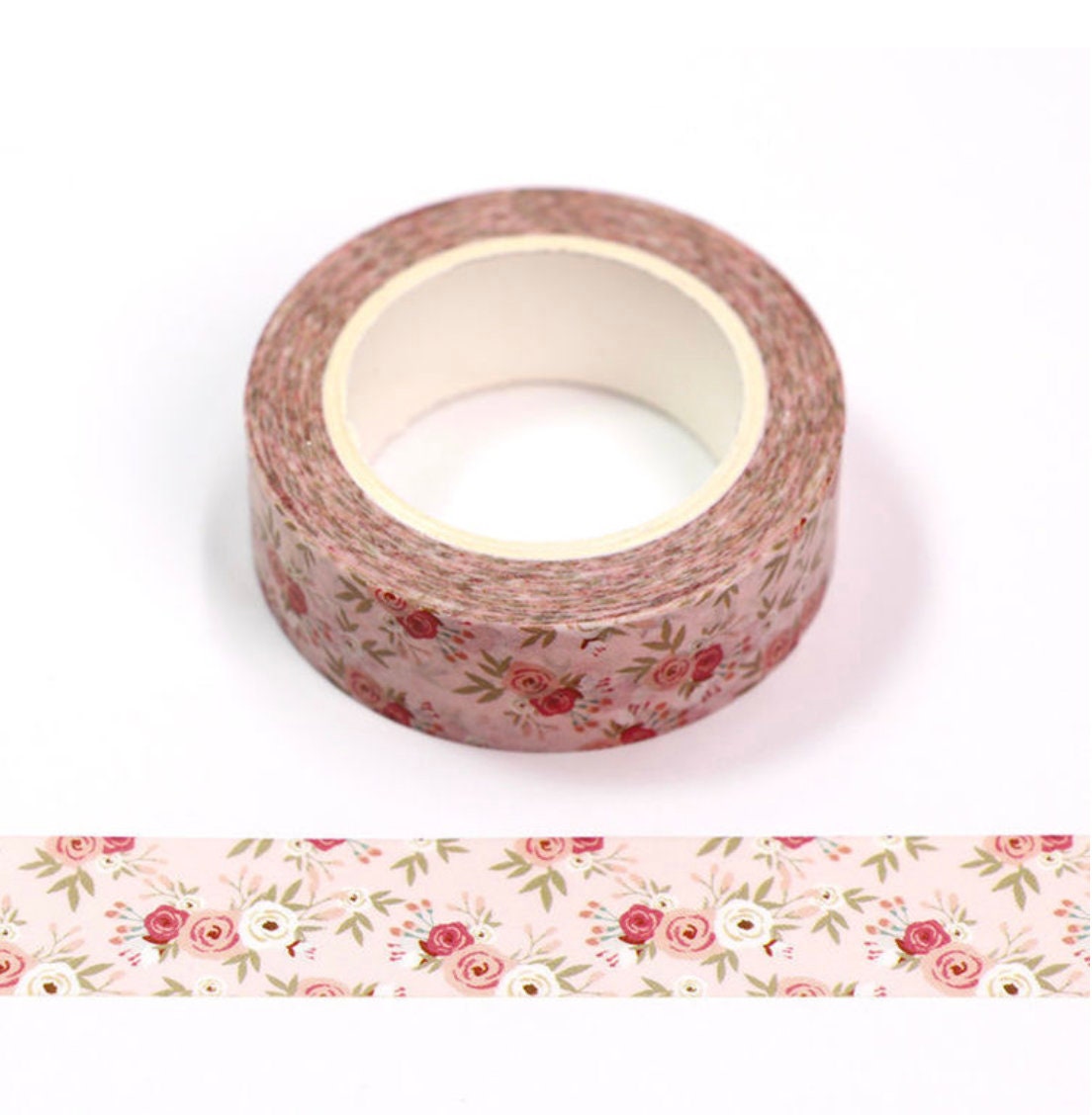 Vintage Floral Washi Tape – Elegant Rose Pattern for Crafts
