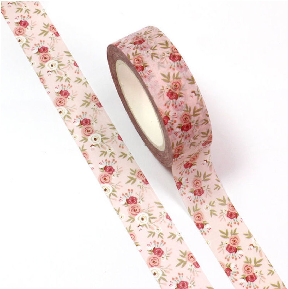 Vintage Floral Washi Tape – Elegant Rose Pattern for Crafts