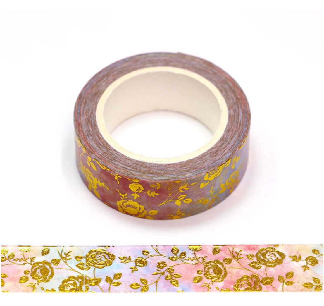 Gold Foil Roses Washi Tape