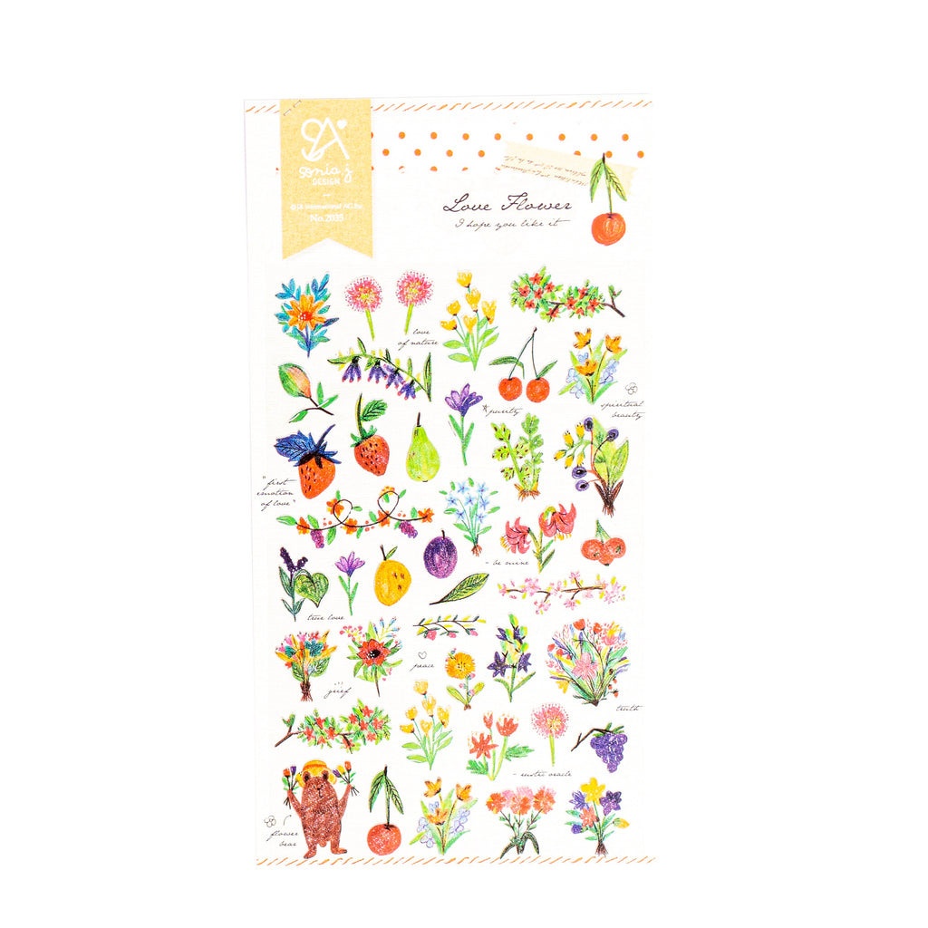 Garden Flowers & Fruits Sticker Sheet – Pastel Aesthetic