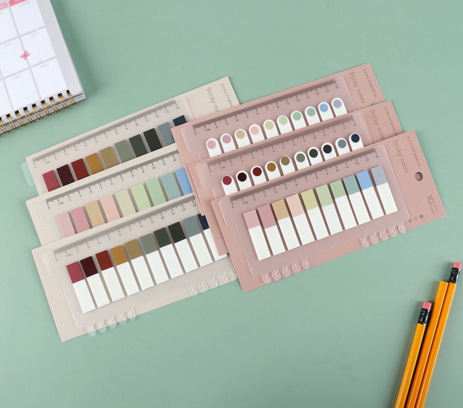 10-Color Sticky Notes with Ruler