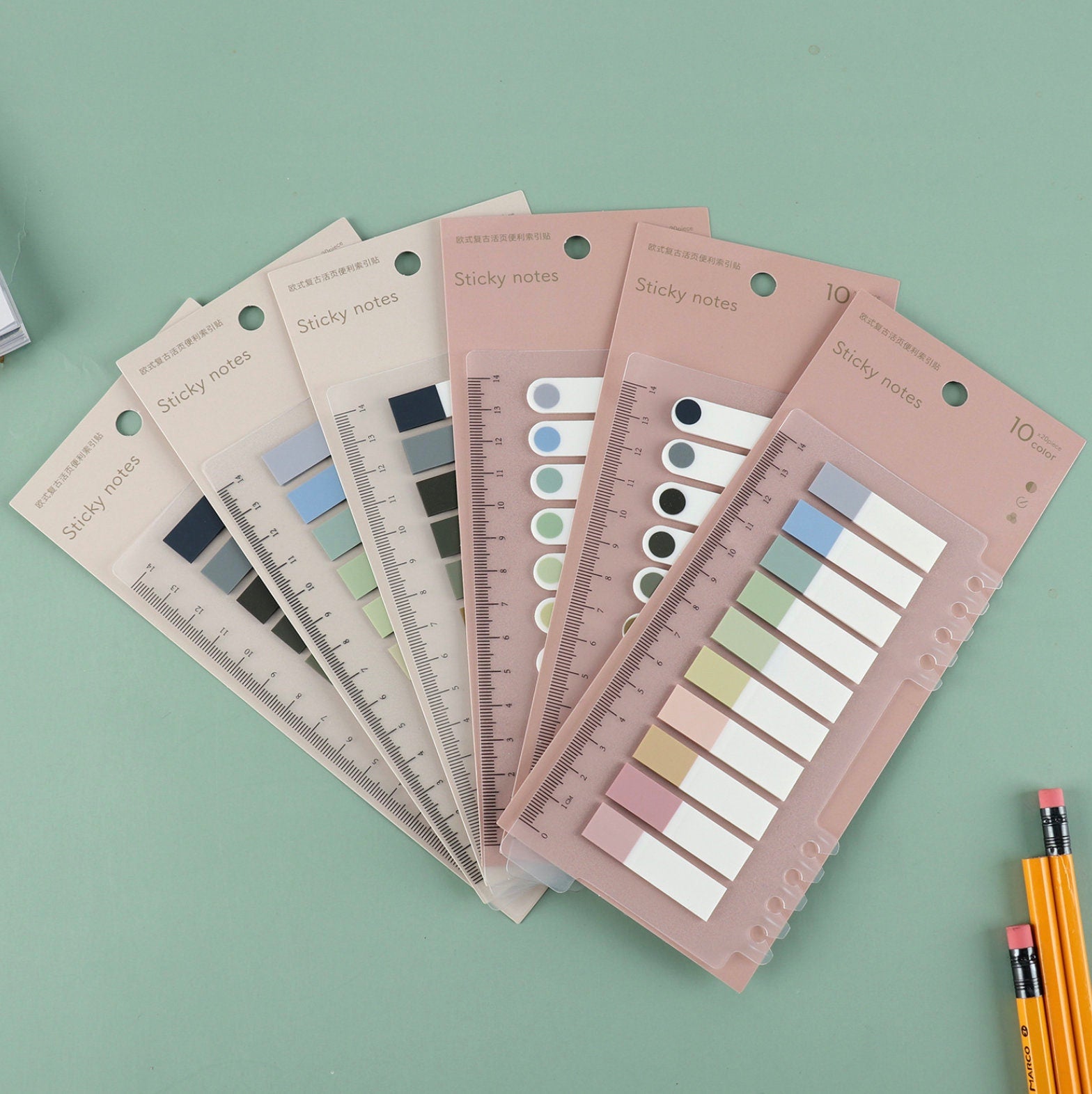 10-Color Sticky Notes with Ruler