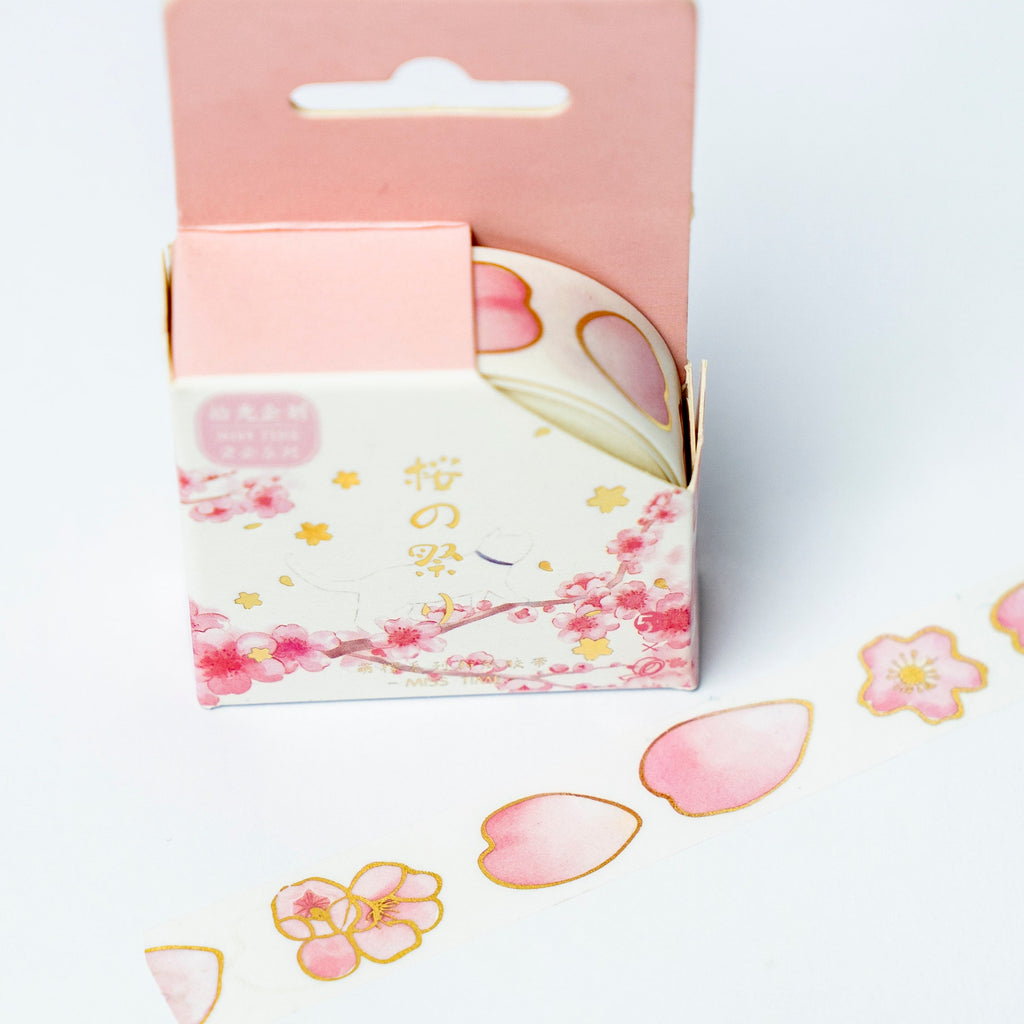 Sakura Petal Washi Tape – Elegant Watercolor Cherry Blossom Design