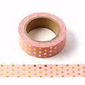 Pink & Gold Foil Polka Dot Washi Tape – Chic Decorative Craft Tape