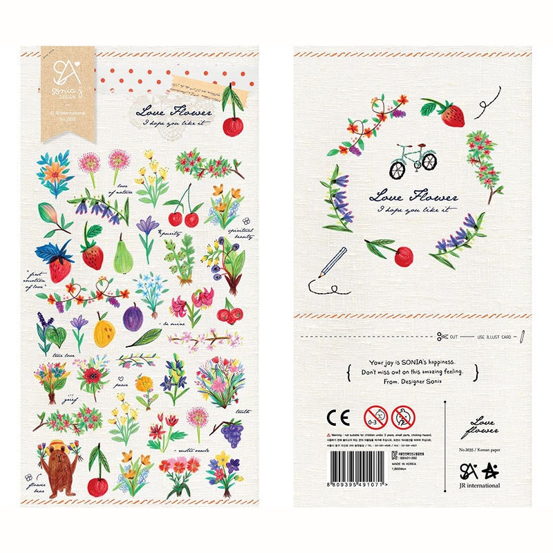 Garden Flowers & Fruits Sticker Sheet – Pastel Aesthetic