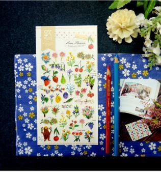 Garden Flowers & Fruits Sticker Sheet – Pastel Aesthetic